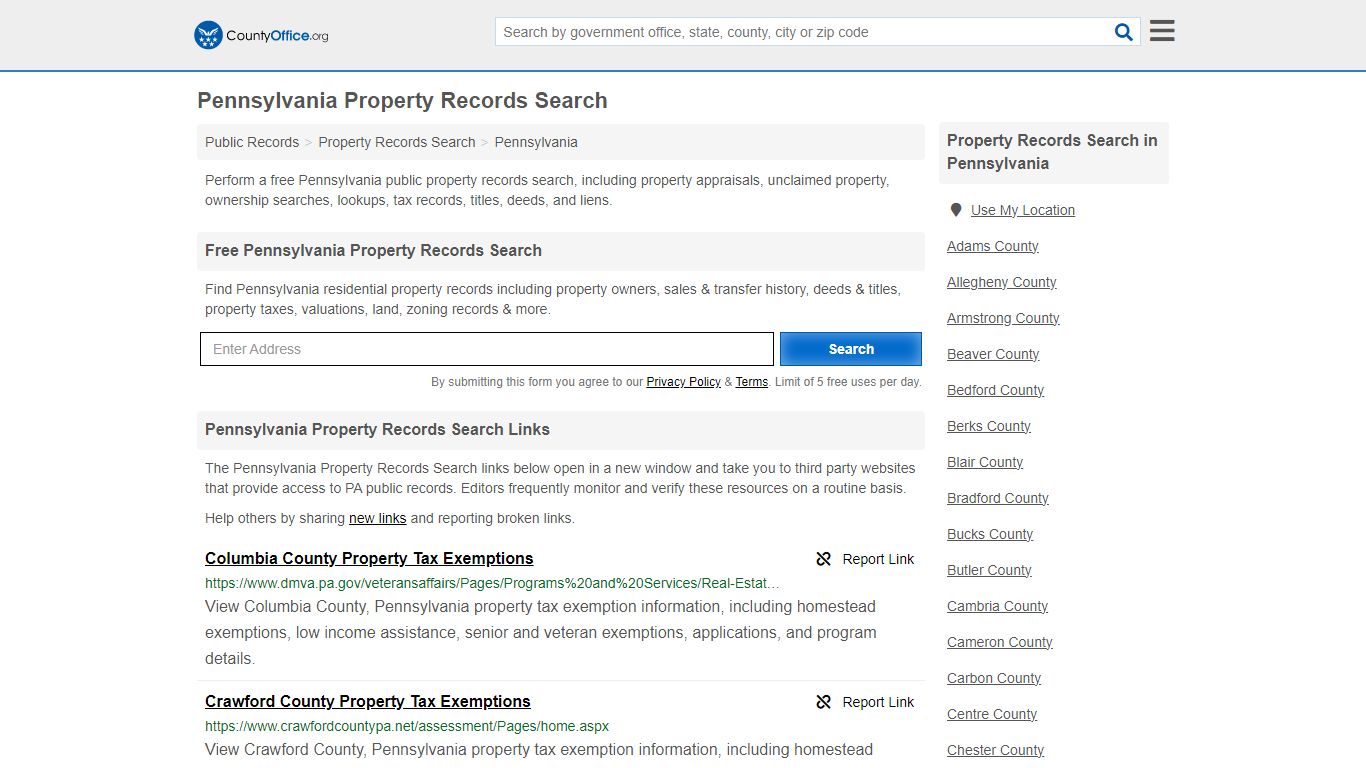 Property Records Search - Pennsylvania (Assessments, Deeds, GIS & Tax ...